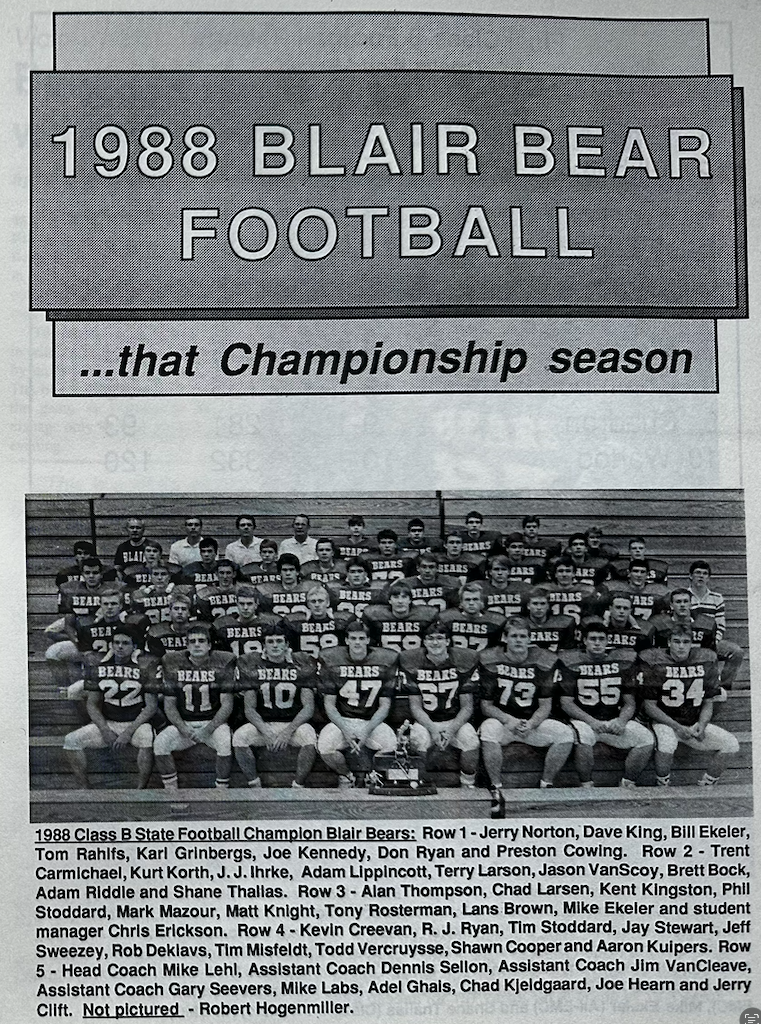 1988 Nebraska Class B Football Championship Team