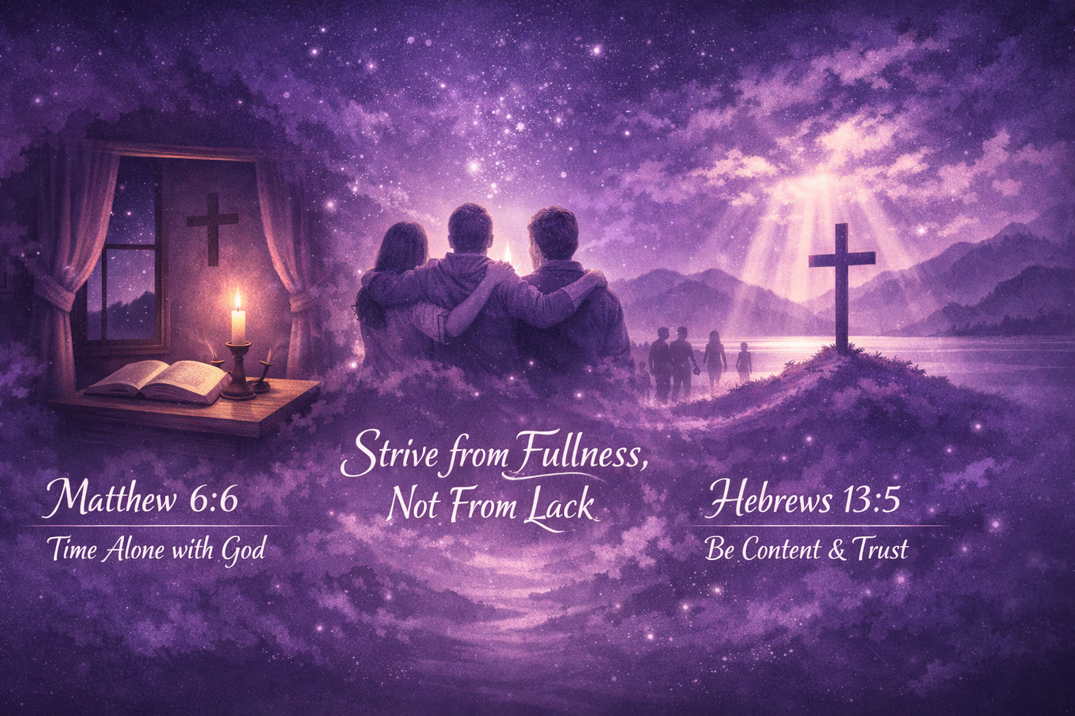 Time alone with God and don't trust money.